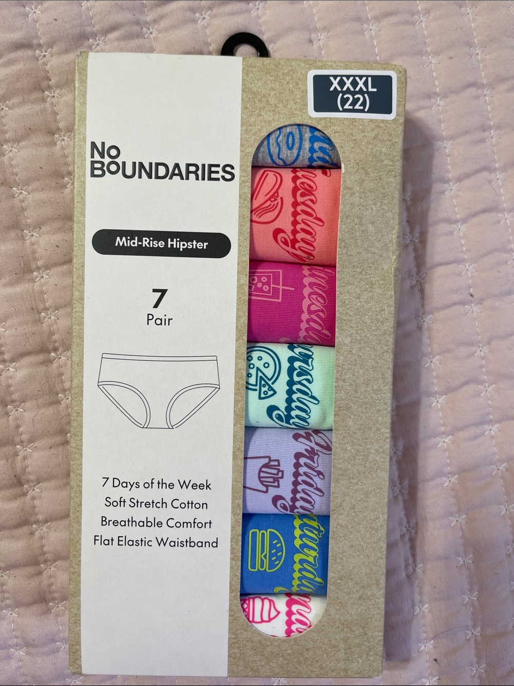 No Boundaries Women 's Mid-Rise Hipster 7-Pack - Assorted Pastel Colors